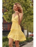 Delicate dress with an envelope neckline, yellow PR3200 - Online store - Boutique